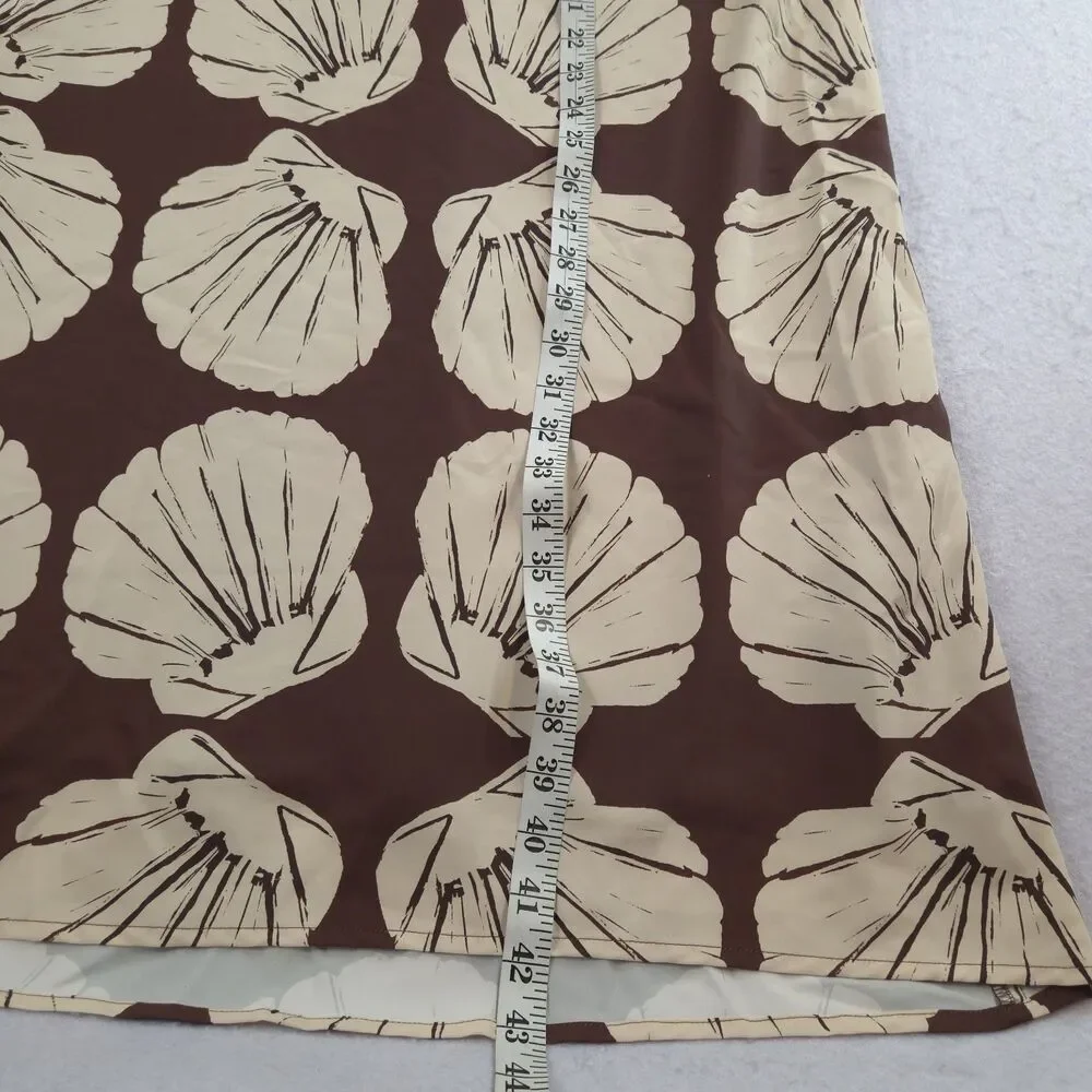 Abercromie & Fitch Julia Slip Maxi Dress Brown Seashell MP Slit Resort Beach